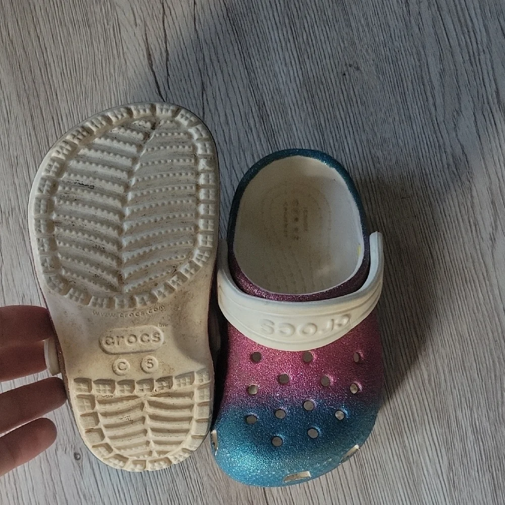 CROCS Kids Glitter Water Shoes - Pink and Blue - Picture 2 of 3
